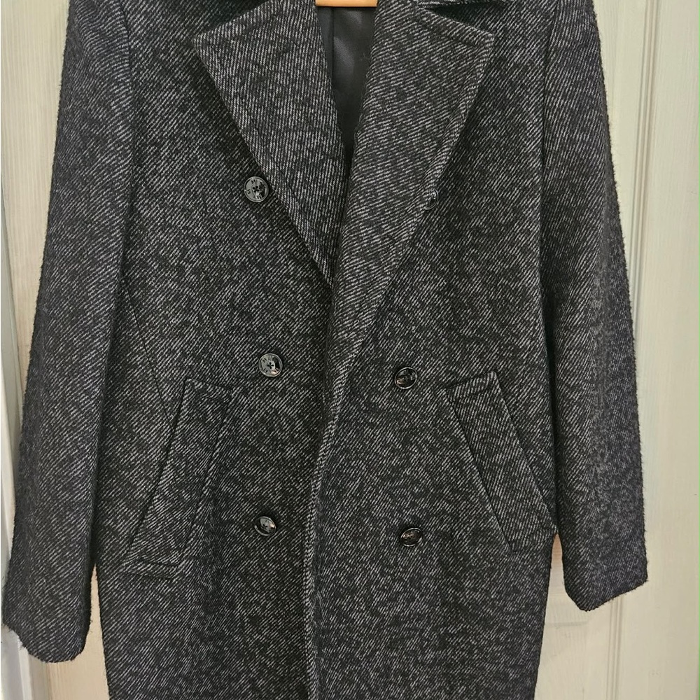 Mango Charcoal Pea Coat